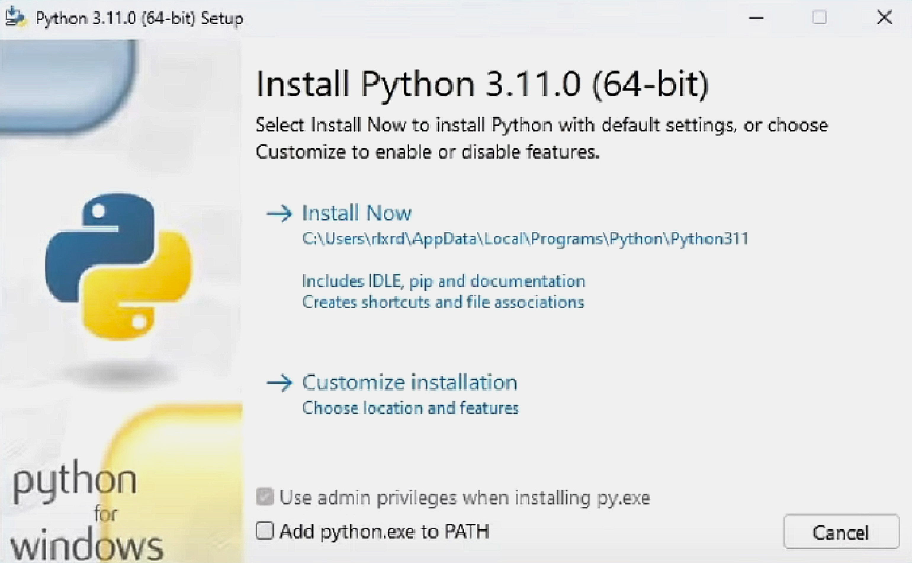 Python установщик